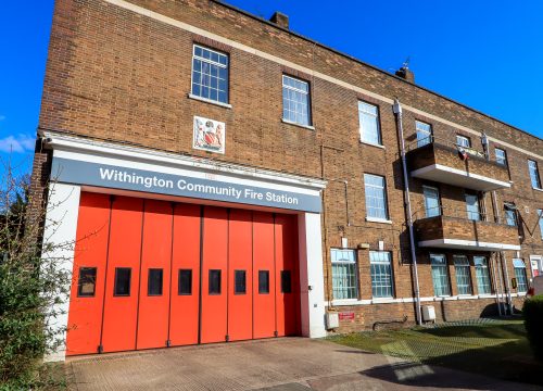 Front view of Withington Fire Station