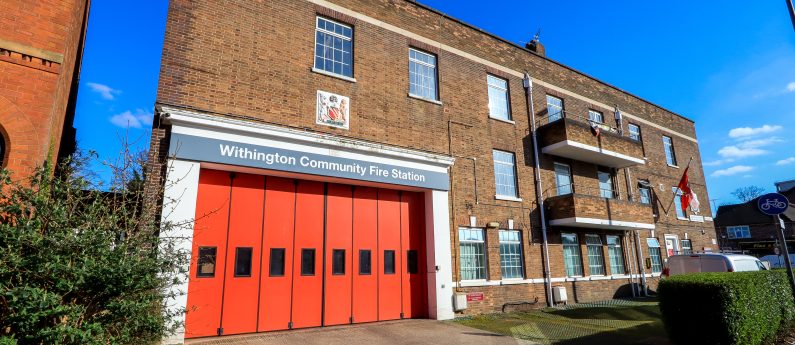 Front view of Withington Fire Station